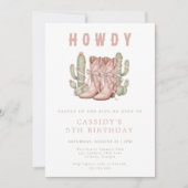 Wild West Cowgirl Country Western Birthday Party 招待状 (正面)