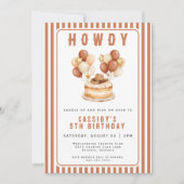 Wild West Cowgirl Country Western Birthday Party 招待状 (正面)