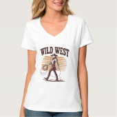 Wild West Cowgirl – Retro Tシャツ (正面)
