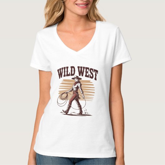 Wild West Cowgirl – Retro Tシャツ (正面)