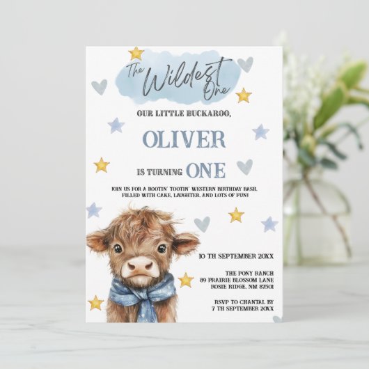 Wild West First Birthday • Little Buckaroo Theme 招待状 (スタンド正面)