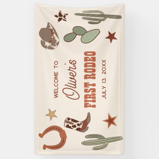 Wild West First Rodeo Birthday Welcome Banner 横断幕 (縦)