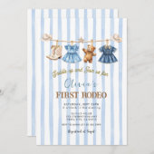 Wild West First Rodeo Western Cowgirl Birthday 招待状 (正面/裏面)