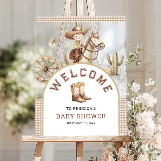 Wild West Little Cowboy Baby Shower Welcome アクリルサイン