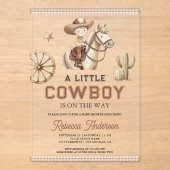 Wild West Ranch Rodeo Little Cowboy Baby Shower アクリル招待状 (正面)