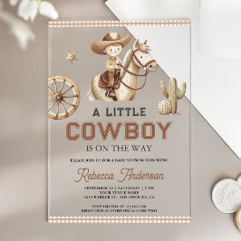 Wild West Ranch Rodeo Little Cowboy Baby Shower アクリル招待状