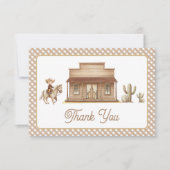 Wild West Ranch Rodeo Little Cowboy Baby Shower サンキューカード (正面)