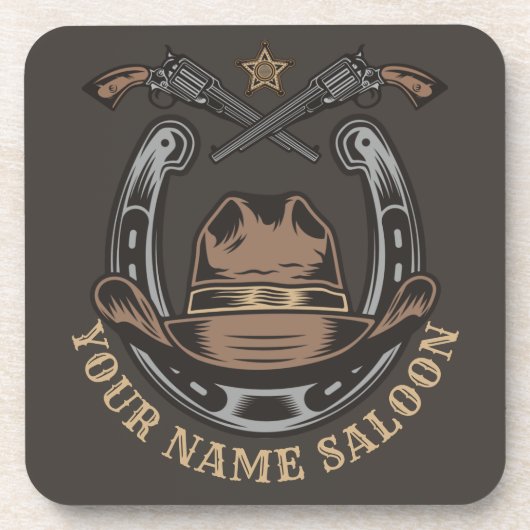 Wild West Revolver Horseshoe Western Cowboy Saloon コースター (正面)
