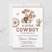 Wild West Rodeo Little Cowboy QR Code Baby Shower 招待状 (正面)