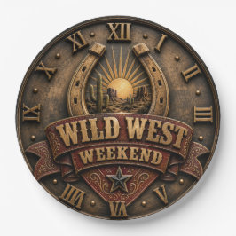 Wild West Rustic Horseshoe Cowboy Ranch Western ペーパープレート