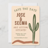 Wild West Saguaro Cactus Hand Drawn Custom  セーブザデート (正面)