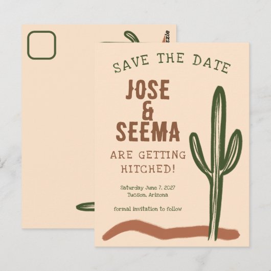 Wild West Saguaro Cactus Hand Drawn Custom STD ポストカード (正面/裏面)