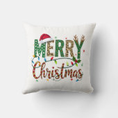 Wild Whimsical Merry Christmas Leopard Print クッション (裏面)