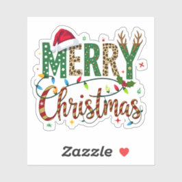 Wild & Whimsical Merry Christmas Leopard Print  シール