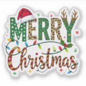 Wild & Whimsical Merry Christmas Leopard Print  シール (正面)