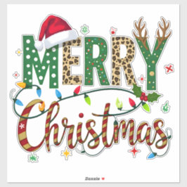 Wild & Whimsical Merry Christmas Leopard Print  シール