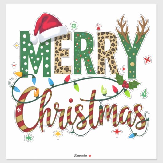 Wild & Whimsical Merry Christmas Leopard Print  シール (シート)
