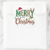 Wild & Whimsical Merry Christmas Leopard Print  スクエアシール (バッグ)