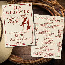 Wild Wild Wife バチェラー・パーティー & 旅行の予定表 招待状