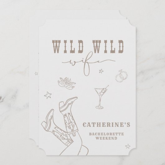 Wild Wild Wife Bachelorette Invitation  (正面/裏面)