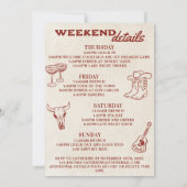 Wild Wild Wife Bachelorette Weekend Itinerary  招待状 (裏面)