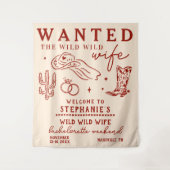 Wild Wild Wife Red Bachelorette Party Welcome Sign タペストリー (正面)