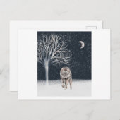 Wild wolf painted in watercolor during the winter ポストカード (正面/裏面)