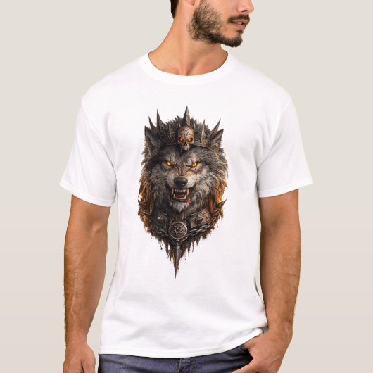 Wild Wolf Power T-Shirt – Strong Animal Design Tシャツ (正面)