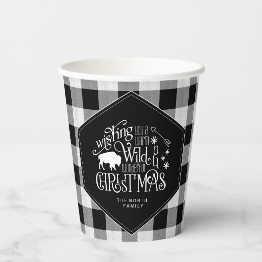 Wild Wonderful Christmas Black Buffalo Plaid ID604 紙コップ (裏面)