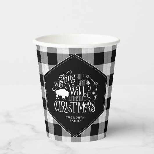 Wild Wonderful Christmas Black Buffalo Plaid ID604 紙コップ (正面)