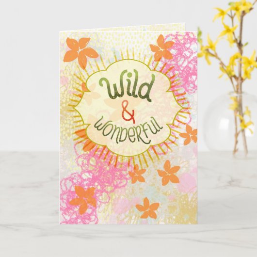 Wild & Wonderful – Hand-Lettered Whimsical  カード (黄色い花)
