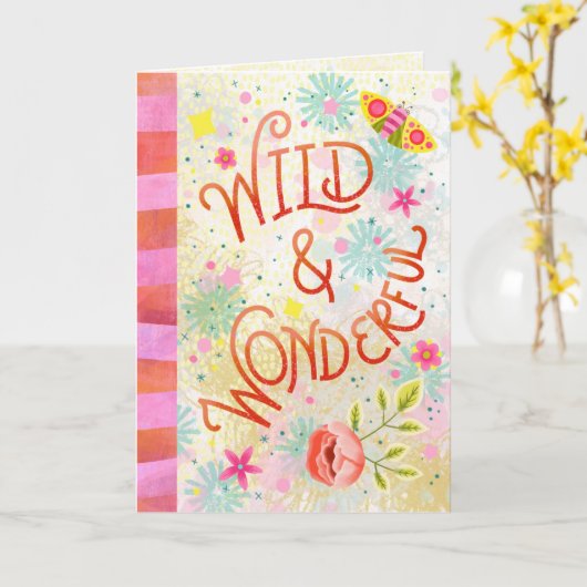 Wild & Wonderful – Whimsical Hand Lettering カード (黄色い花)