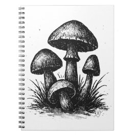 Wild Woodland Mushrooms – Ink Art ノートブック
