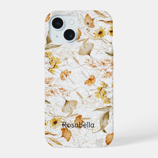 Wild Woodlands Botanicals Personalize Name iPhone 15ケース (裏面)