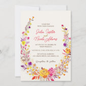 Wild Wreath 美しい秋の花シンプルな結婚式 招待状 (正面)