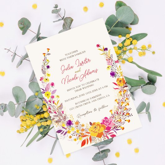 Wild Wreath 美しい秋の花シンプルな結婚式 招待状