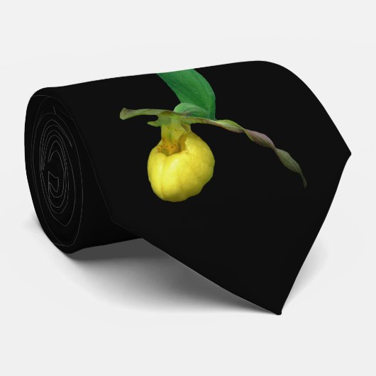 Wild Yellow Orchid Lady Slipper Flower  ネクタイ (ロール)