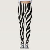 Wild Zebra Print Classic Black & White Halloween レギンス (正面)