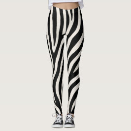 Wild Zebra Print Classic Black & White Halloween レギンス