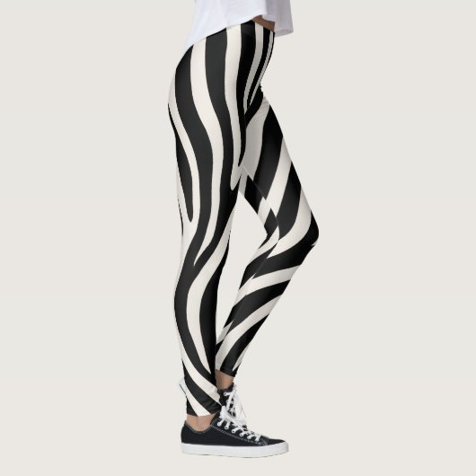 Wild Zebra Print Classic Black & White Halloween レギンス (右)
