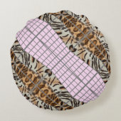 Wildcat Matrix - Bengal Cat Leopard Pink Rose ラウンドクッション (裏面)
