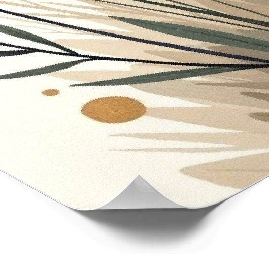 Wildcrafted Harmony – Boho Botanical Line Art ポスター (角)