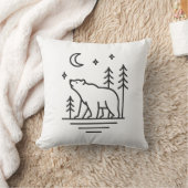 Wilderness Bear Under the Moon Decorative Pillow クッション (ブランケット)
