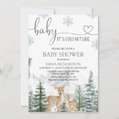 Wilderness Deer Baby Its Cold Outside Baby Shower 招待状 (正面)