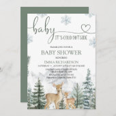 Wilderness Deer Baby Its Cold Outside Baby Shower 招待状 (正面/裏面)