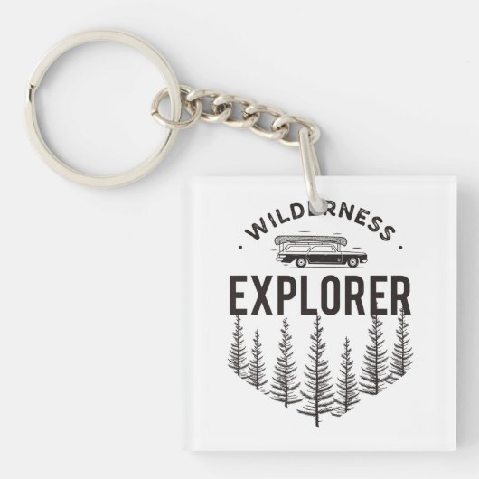 Wilderness Explorer Station Wagon Canoe Trees キーホルダー (正面)