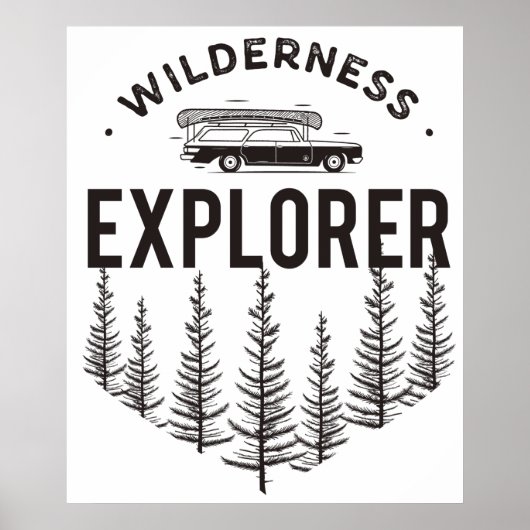 Wilderness Explorer Station Wagon Canoe Trees ポスター (正面)