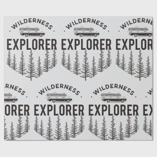 Wilderness Explorer Station Wagon Canoe Trees ラッピングペーパー (フラット)