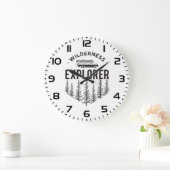 Wilderness Explorer Station Wagon Canoe Trees ラージ壁時計 (ホーム)