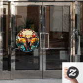 Wilderness Forest Moose Faux Stained Glass ウィンドウサイン (オフィスドア)